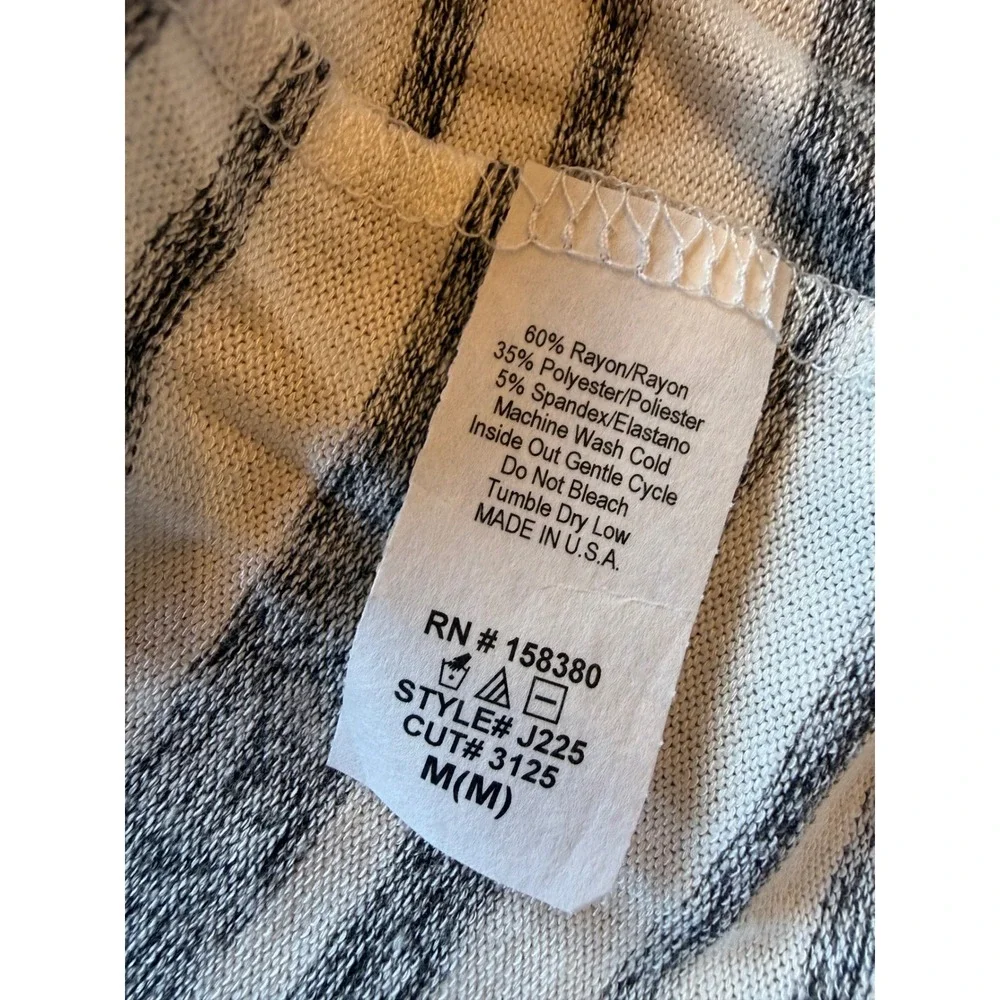 Wantable Striped Hooded Cardigan Women‎ M Grey White NEW Duster Open Front